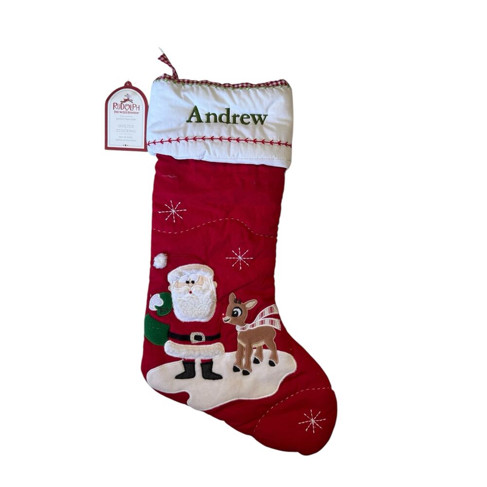 POTTERY BARN *NEW* Rudolph the Red-Nosed Reindeer Andrew Christmas Stocking